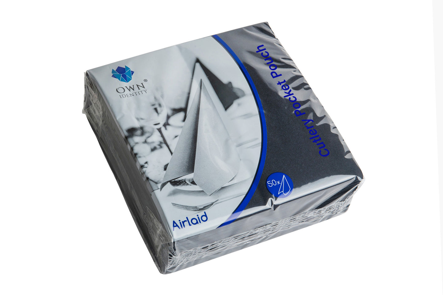 40cm Black 8 fold Airlaid Pocket Napkins Pack of 500 x 2