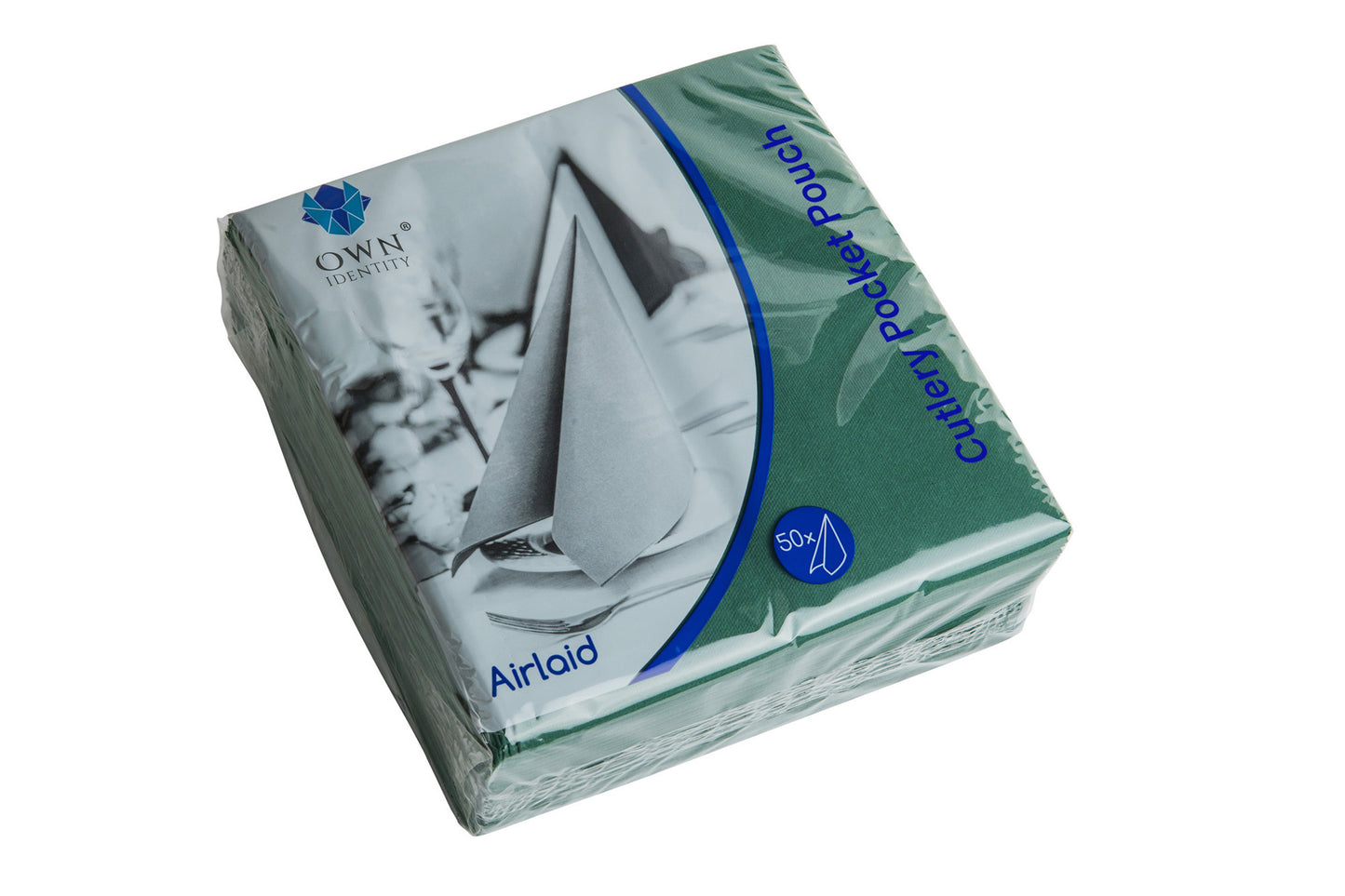 40cm Dark Green 8 fold Airlaid Pocket Napkins Pack of 500 x 2