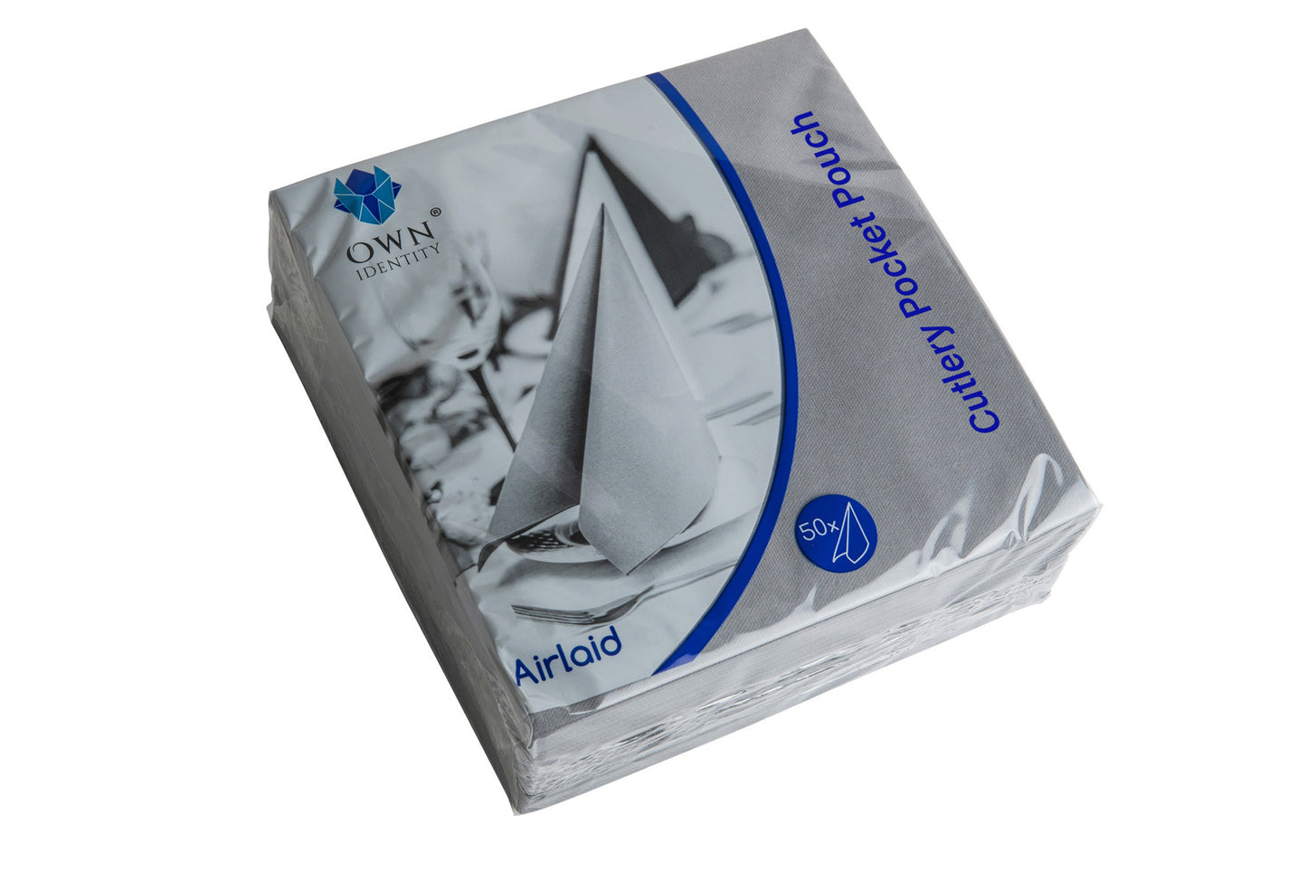 40cm Grey 8 fold Airlaid Pocket Napkins Pack of 500 x 2