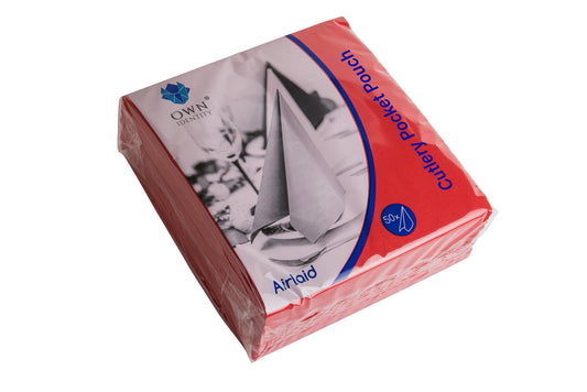40cm Red 8 fold Airlaid Pocket Napkins Pack of 500 x 2