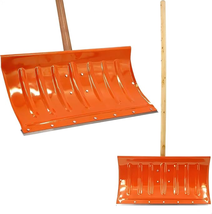 Snow Shovel Heavy-Duty Manganese Steel Shovel, 120cm Long Wooden Handle