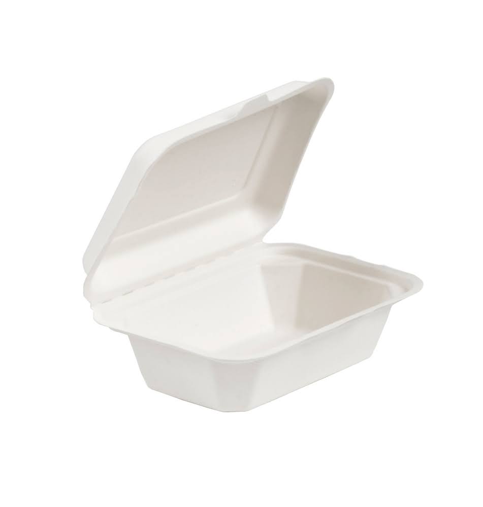 7" x 5" Bagasse Clamshell Lunch Box x 600