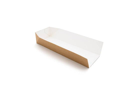 9″ Kraft Compostable Hot Dog Tray Case of 1000 (LxWxD): 179 x 42 x 40mm