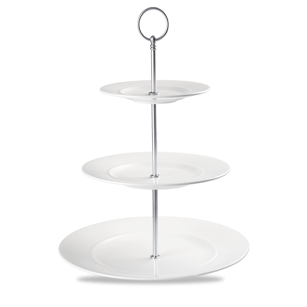 Alc Ambience White Standard Rim Three Tier Plate Tower 11" Box 2