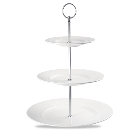 Alc Ambience White Standard Rim Three Tier Plate Tower 11" Box of 2 (3-5 Working Days Delivery)