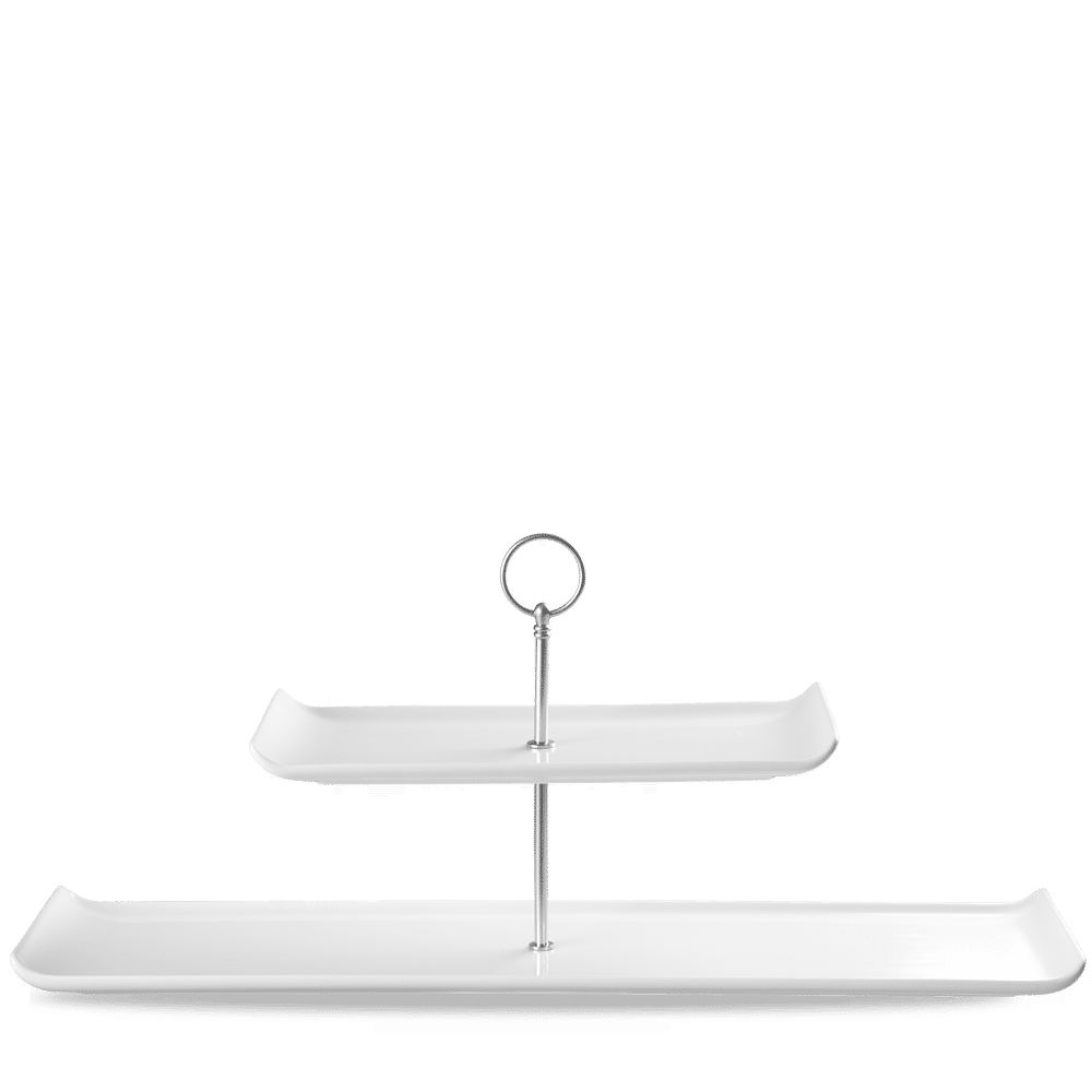 Alchemy Balance White  Rect 2 Tier Plate Tower 22"X6" Box 2