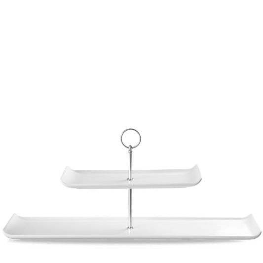 Alchemy Balance White Rect 2 Tier Plate Tower 22"X6" Box of 2 (3-5 Working Days Delivery)