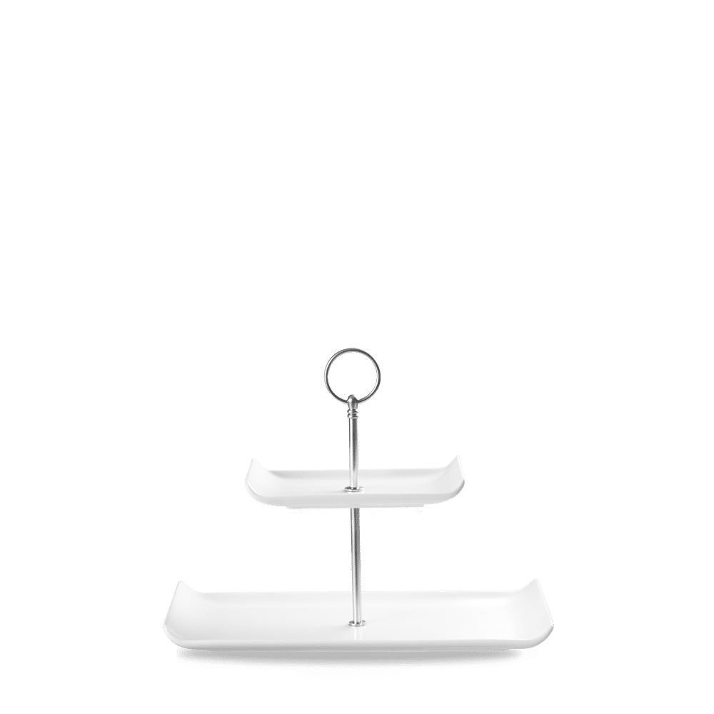 Alchemy Balance White  Two Tier Plate Tower 11.75"X5.75" Box 2
