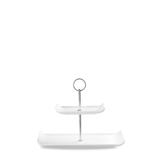 Alchemy Balance White Two Tier Plate Tower 11.75"X5.75" Box of 2 (3-5 Working Days Delivery)