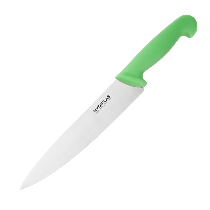 Hygiplas Chef Knife Green 21.8cm - Blade length: 8.5". Weight: 160g. Green for salads and fruits