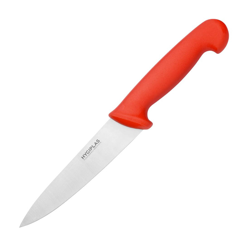 Hygiplas Chefs Knife Red 15.5cm - Blade length: 6 1/2". Red handle.