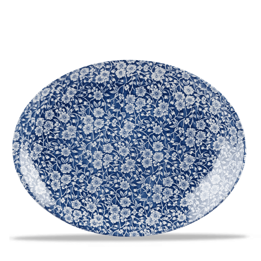 Victorian Calico Prague Orbit Oval Coupe Plate 12.5" Box 6