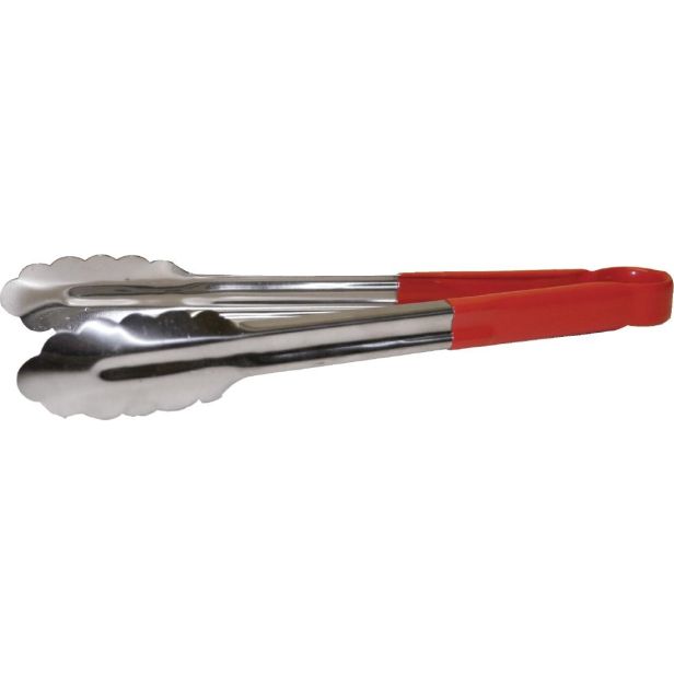 Hygiplas Colour Coded Red Serving Tongs 300mm