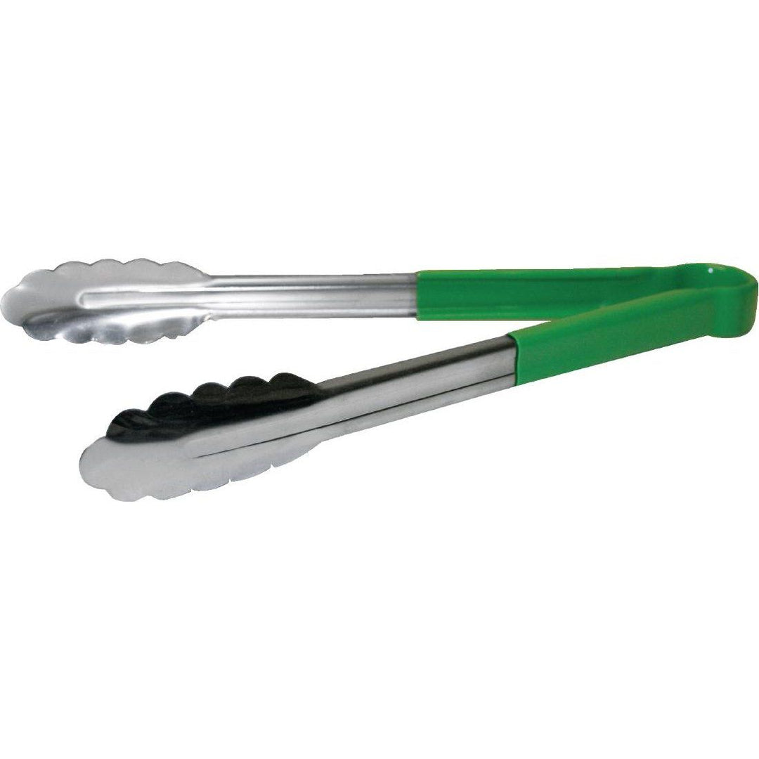 Hygiplas Colour Coded Green Serving Tongs 300mm