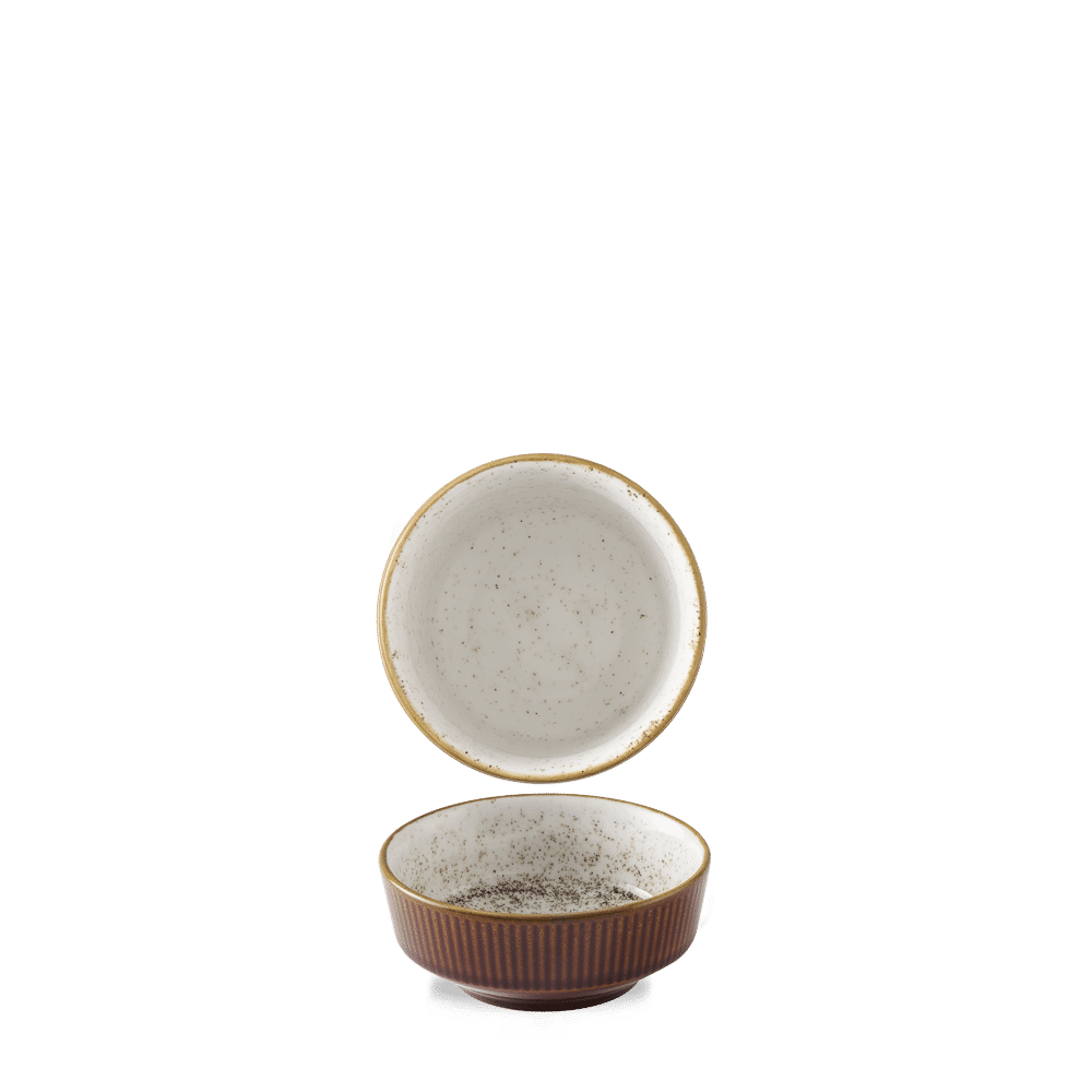 Cinnamon Brown Barley White  Kochi Shallow Bowl 9Oz Box 12