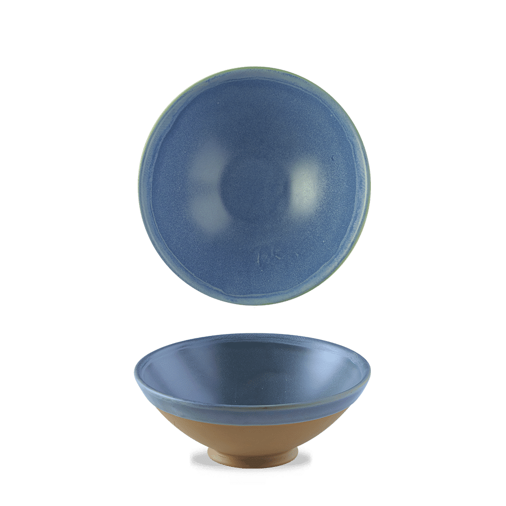 Emerge Oslo Blue  Footed Bowl 7 7/8" Box 6