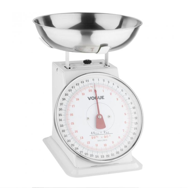 Vogue Heavy Duty Kitchen Scale 20kg - Capacity: 44lbs. Large removable pan