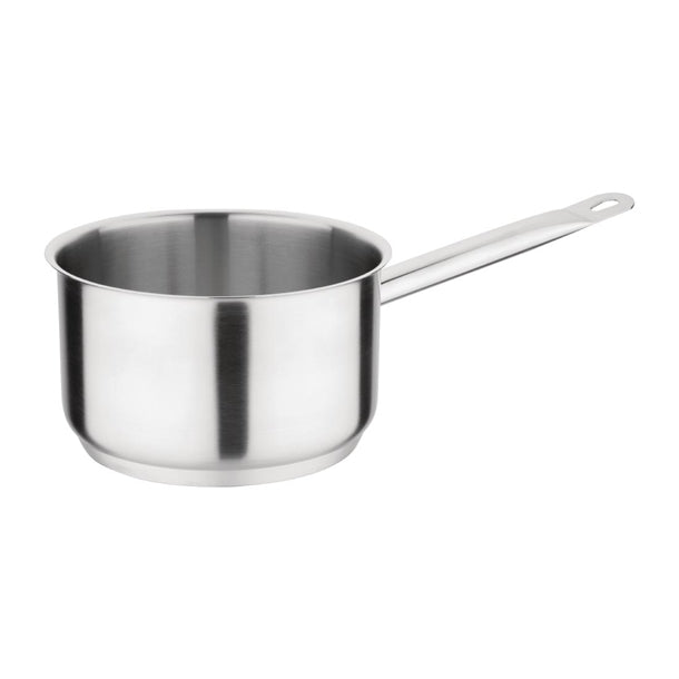 Vogue Stainless Steel Saucepan 18cm - Size:18cm. Capacity: 2.6Ltr. Material: Stainless steel. Induction compatible. Compatible with lid: FS665.