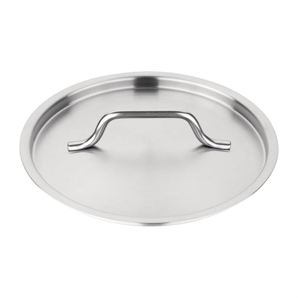 Vogue Stainless Steel Saucepan Lid 18cm - Size:18cm. Material: Stainless steel. Induction compatible. Compatible with: FS664.