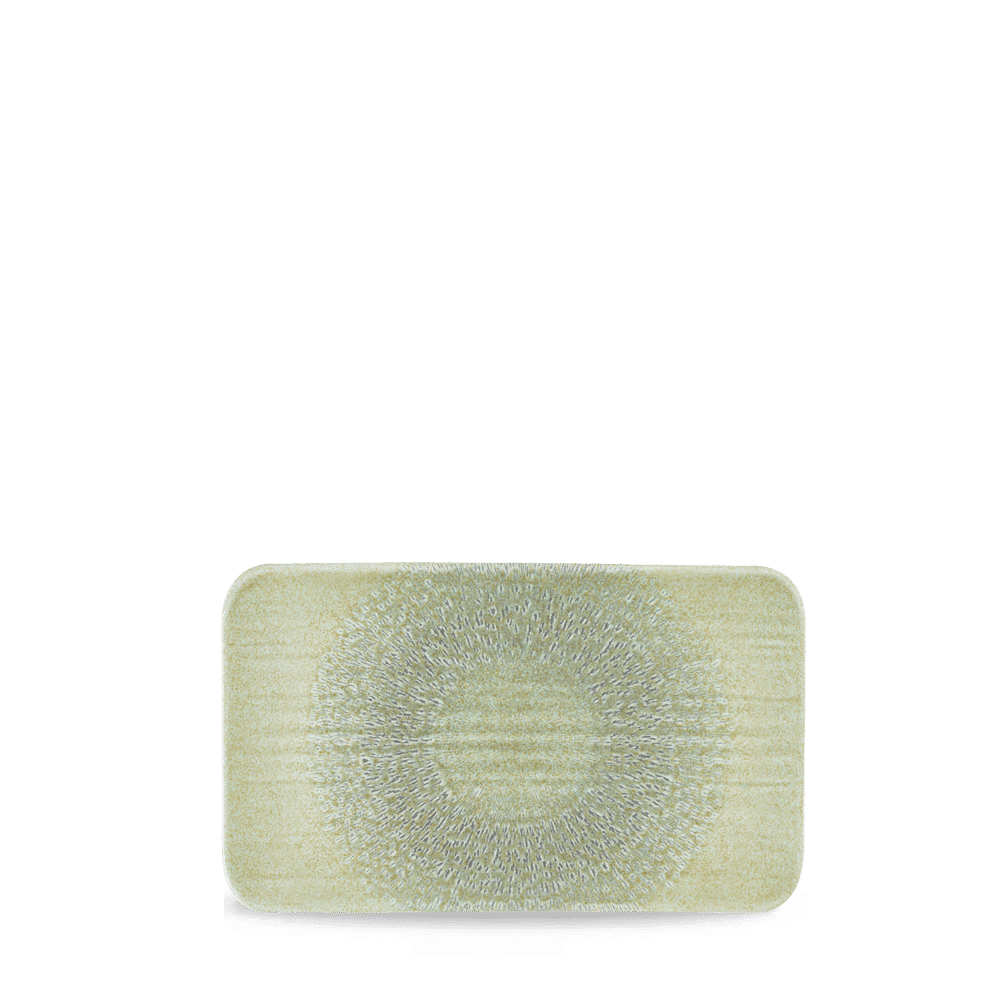 Harvest Grain Speckle Green  Organic Rectangular Plate 10.6X6.3" Box 12