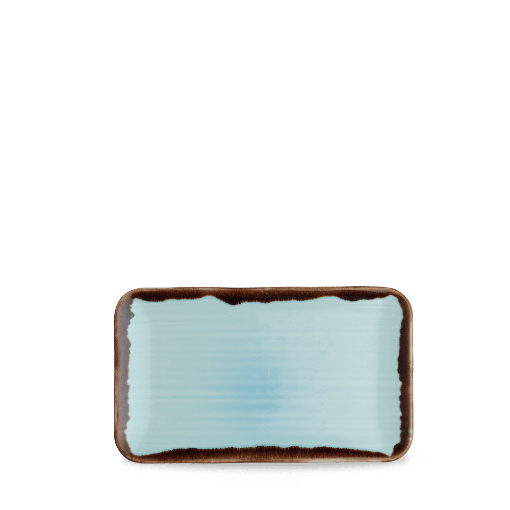 Harvest Turquoise  Organic Rectangular Plate 10.6X6.3" Box 12