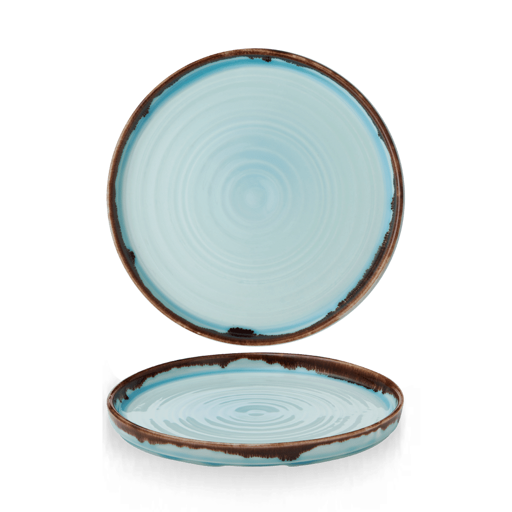 Harvest Turquoise  Walled Plate 8.67" Box 6