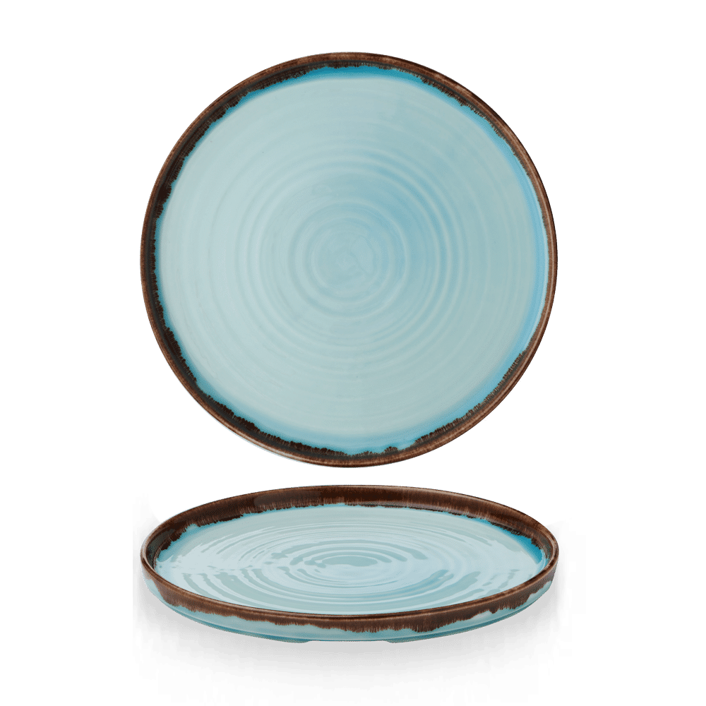 Harvest Turquoise  Walled Plate 10 2/8" Box 6