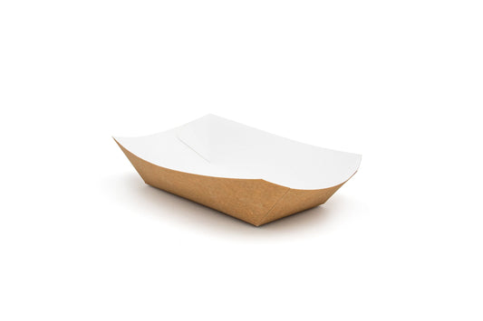 Large Kraft Compostable Meal Tray  Case of 500 (LxWxD) 260/170 x 135/95 x 45mm
