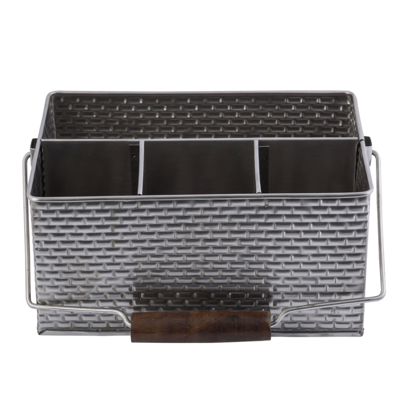 Brickhouse Stainless Steel Rectangular Cutlery Caddy with Handle