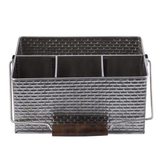 Brickhouse Stainless Steel Rectangular Cutlery Caddy with Handle