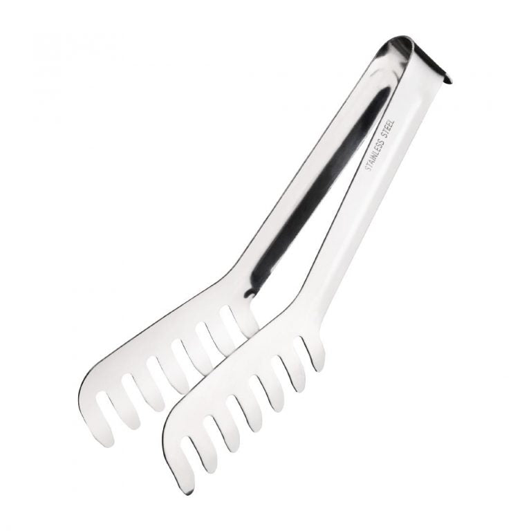 Vogue Spaghetti Tongs 8" - Stainless steel. Length: 195mm. Long teeth.