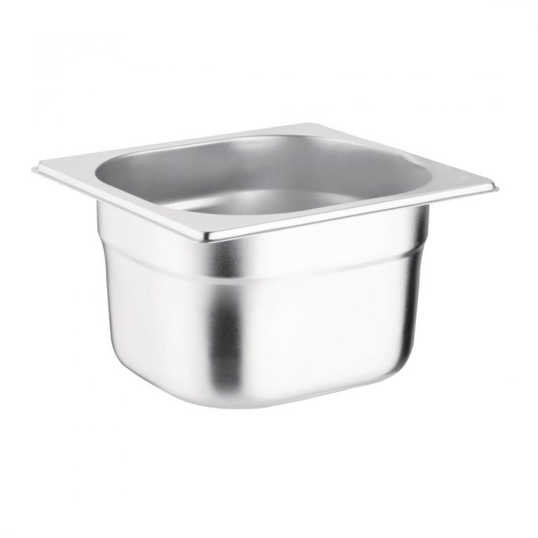 Vogue Stainless Steel 1/6 Gastronorm Tray 100mm - Capacity: 1.7Ltr. Depth: 100mm