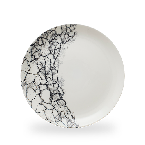 Kintsugi Accents Quartz Black Evolve Coupe Plate 11.25" Box of 12 (3-5 Working Days Delivery)
