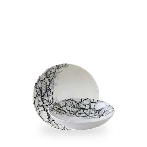 Kintsugi Accents Quartz Black Evolve Coupe Bowl 7.25" Box of 12 (3-5 Working Days Delivery)