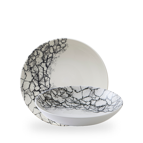 Kintsugi Accents Quartz Black Evolve Coupe Bowl 9.75" Box of 12 (3-5 Working Days Delivery)