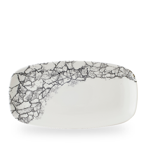 Kintsugi Accents Quartz Black Chefs Oblong Plate 13 7/8X7 3/8" Box of 6 (3-5 Working Days Delivery)