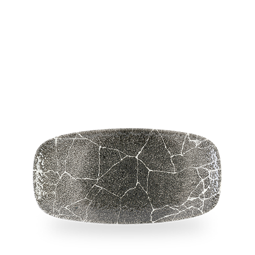 Kintsugi Reverse Quartz Black Chefs Oblong Plate 11 3/4X6" Box of 12 (3-5 Working Days Delivery)