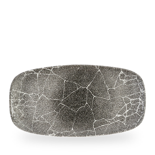 Kintsugi Reverse Quartz Black Chefs Oblong Plate 13 7/8X7 3/8" Box of 6 (3-5 Working Days Delivery)