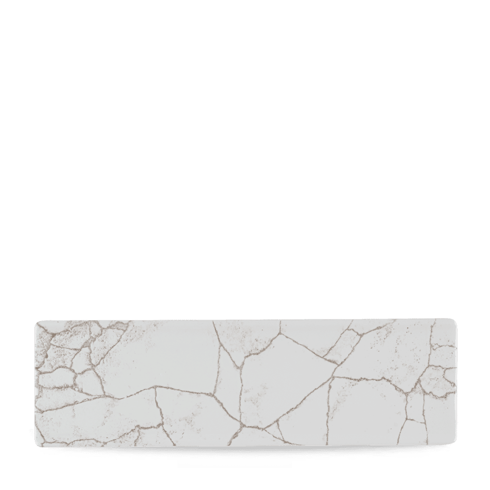 Studio Prints Kintsugi Agate Grey Oblong Plate 30X9Cm Box 6