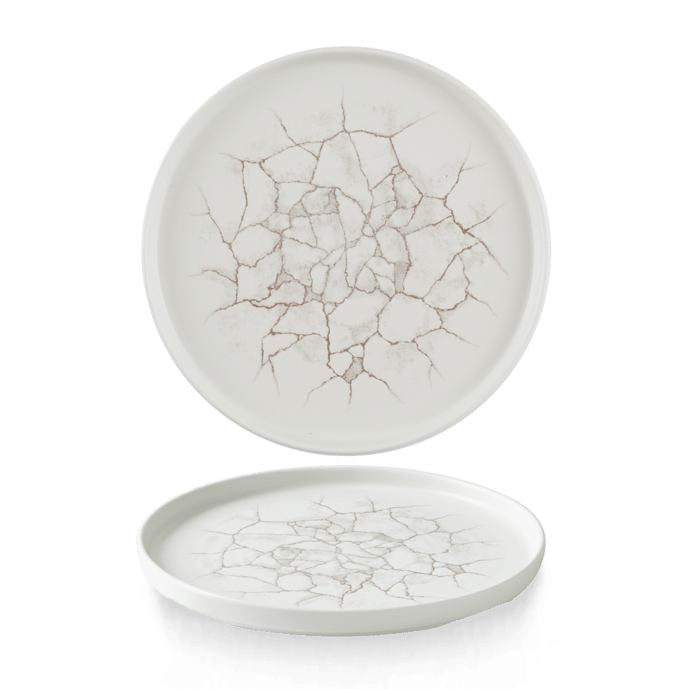 Studio Prints Kintsugi Agate Grey  Walled Plate 10 2/8" Box 6
