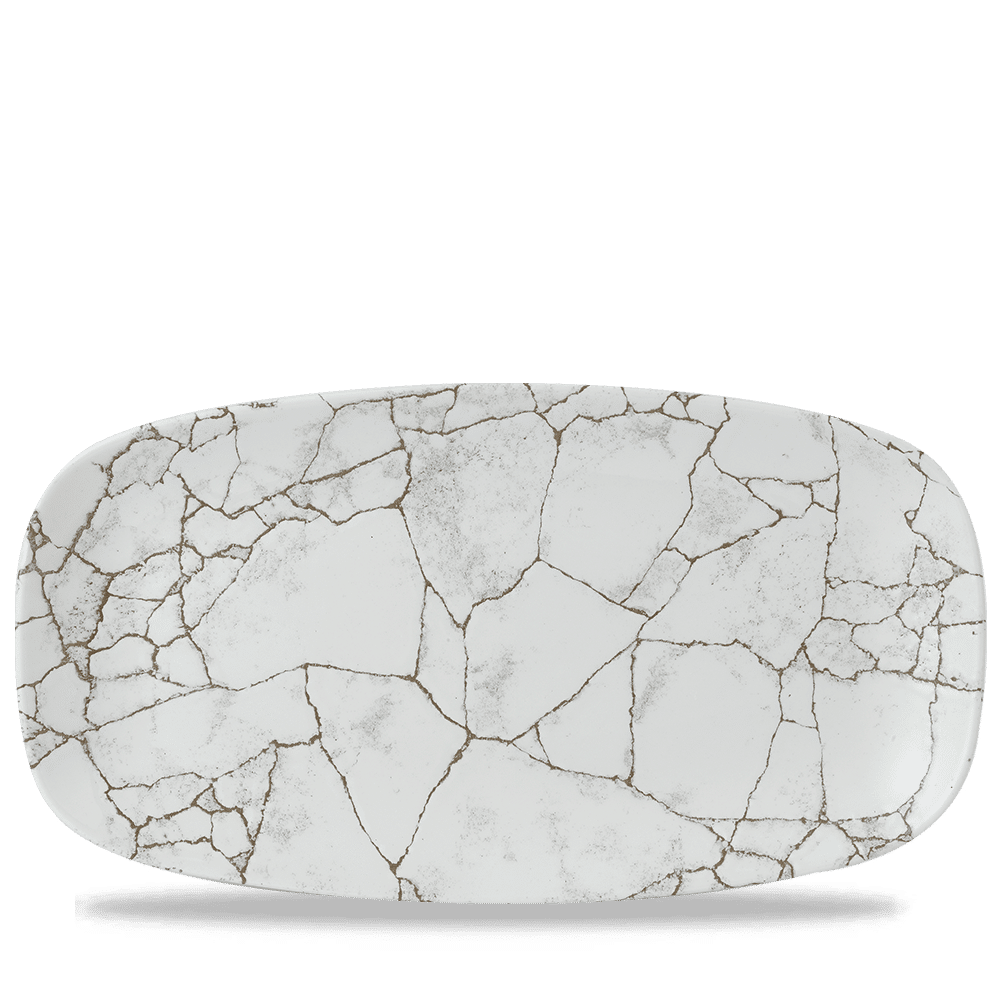 Studio Prints Kintsugi Agate Grey  Chefs Oblong Plate 13 7/8X7 3/8" Box 6