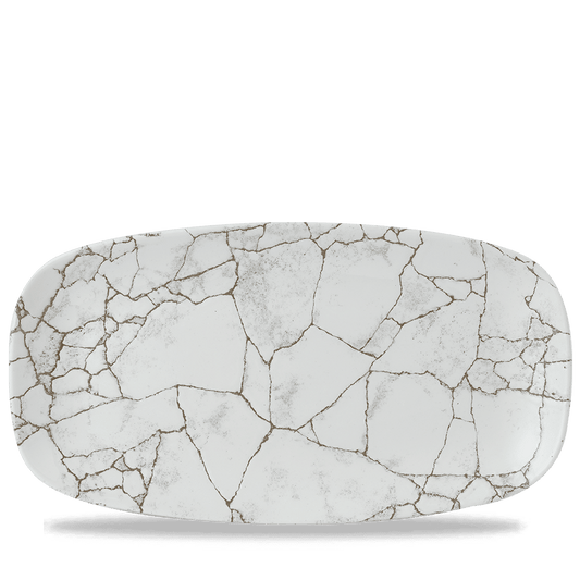 Studio Prints Kintsugi Agate Grey Chefs Oblong Plate 13 7/8X7 3/8" Box of 6 (3-5 Working Days Delivery)