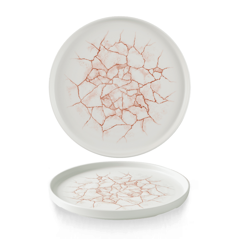 Studio Prints Kintsugi Coral  Walled Plate 10 2/8" Box 6