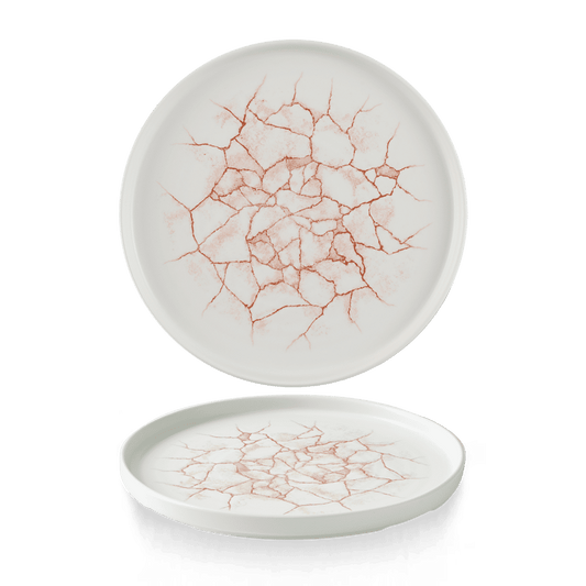 Studio Prints Kintsugi Coral Walled Plate 10 2/8" Box of 6 (3-5 Working Days Delivery)