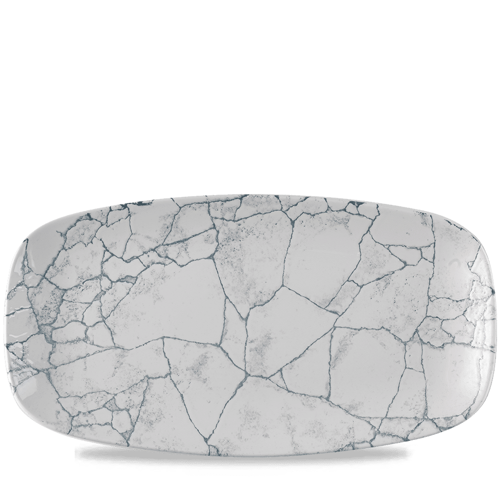 Studio Prints Kintsugi Pearl Grey  Chefs Oblong Plate 13 7/8X7 3/8" Box 6