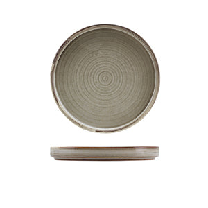 Terra Porcelain Grey Low Presentation Plate 18cm - Pack of 6
