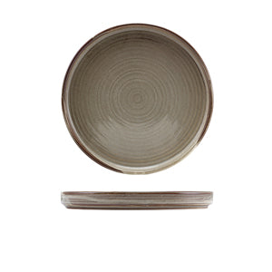 Terra Porcelain Grey Low Presentation Plate 21cm - Pack of 6