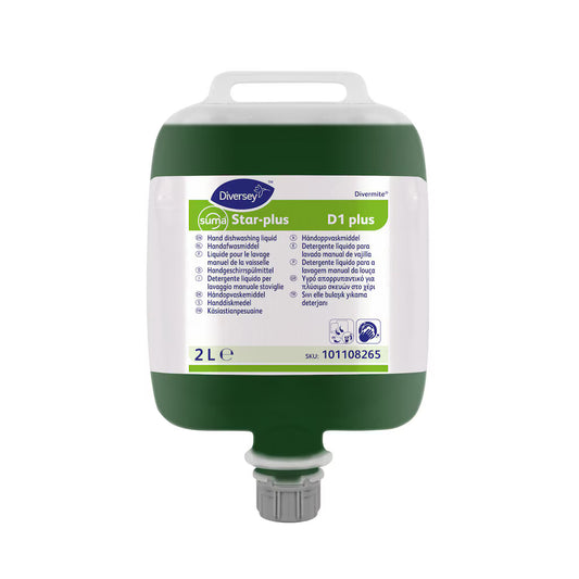 Diversey Suma Star-Plus D1 Divermite Dishwashing Liquid 2Ltr (Dispener GC389)
