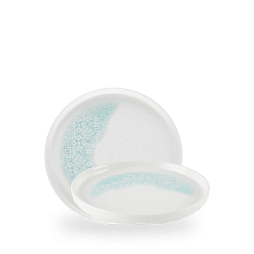 Med Tiles Aquamarine  Walled Plate 8.25" Box 6