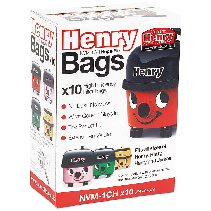 Numatic Henry Replacement Dust Bags (Pack of 10) Henry Dust Bags NVM-1CH